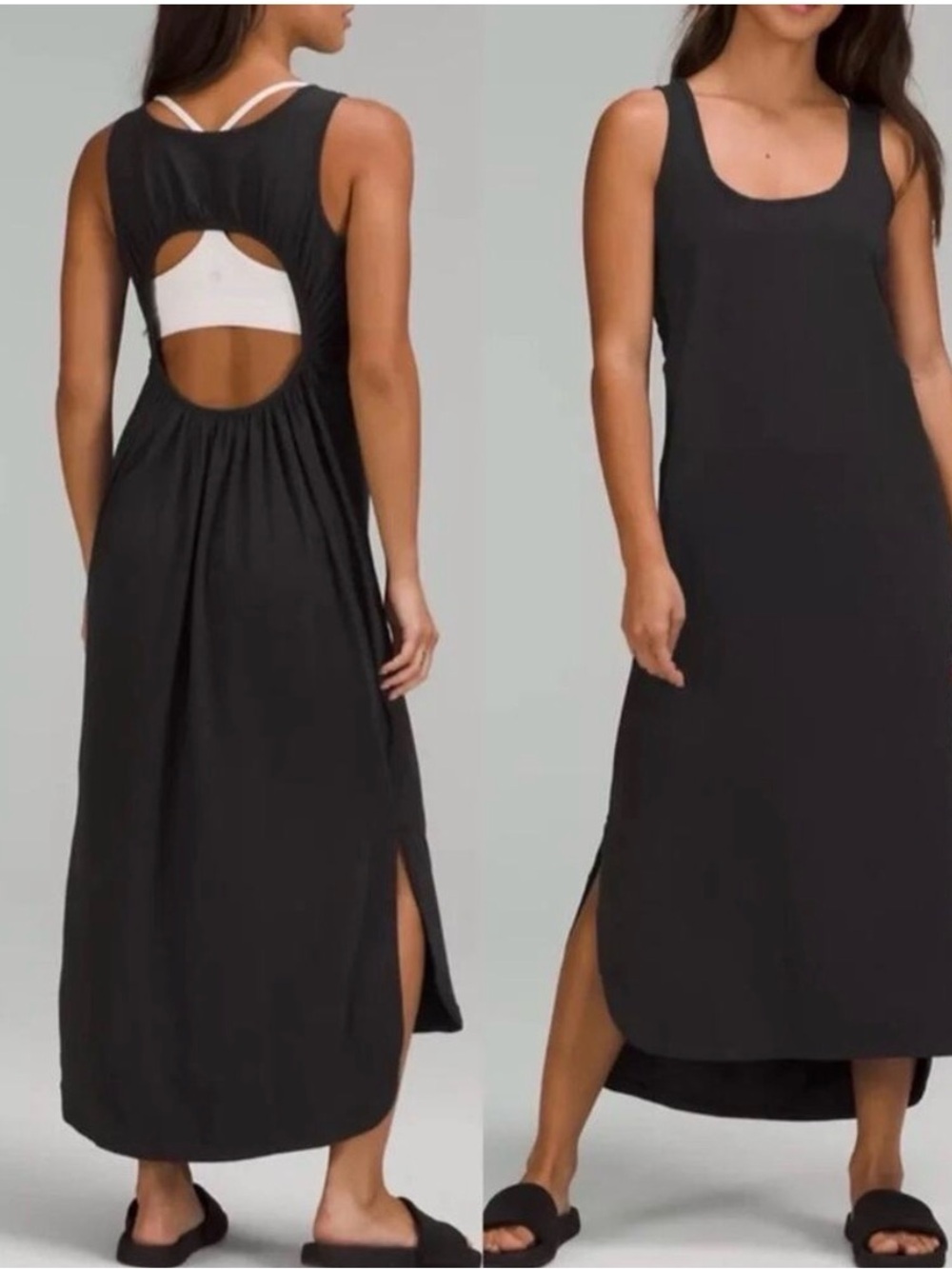 lululemon athletica Pima Cotton Open Back Midi Dress Black